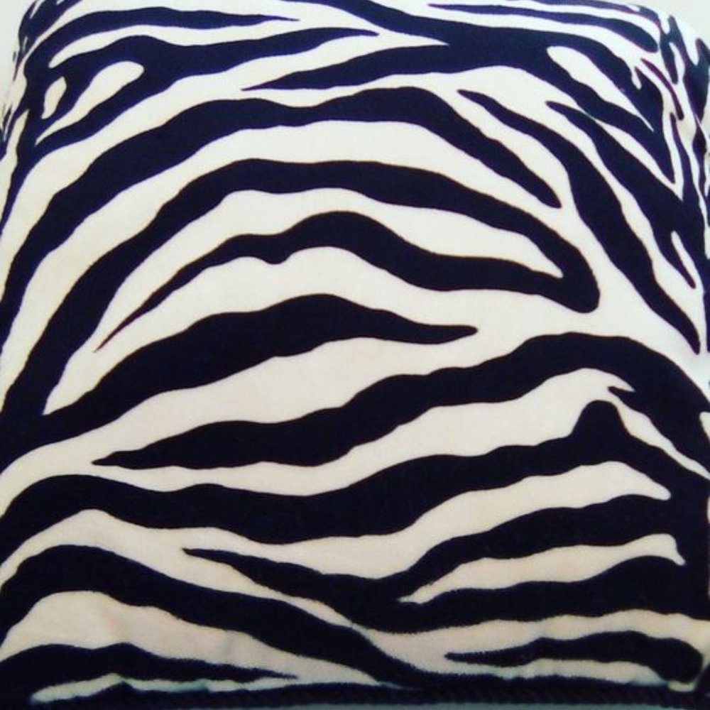 Zebra black and white striped velvet soft rope border square Throw Pillow